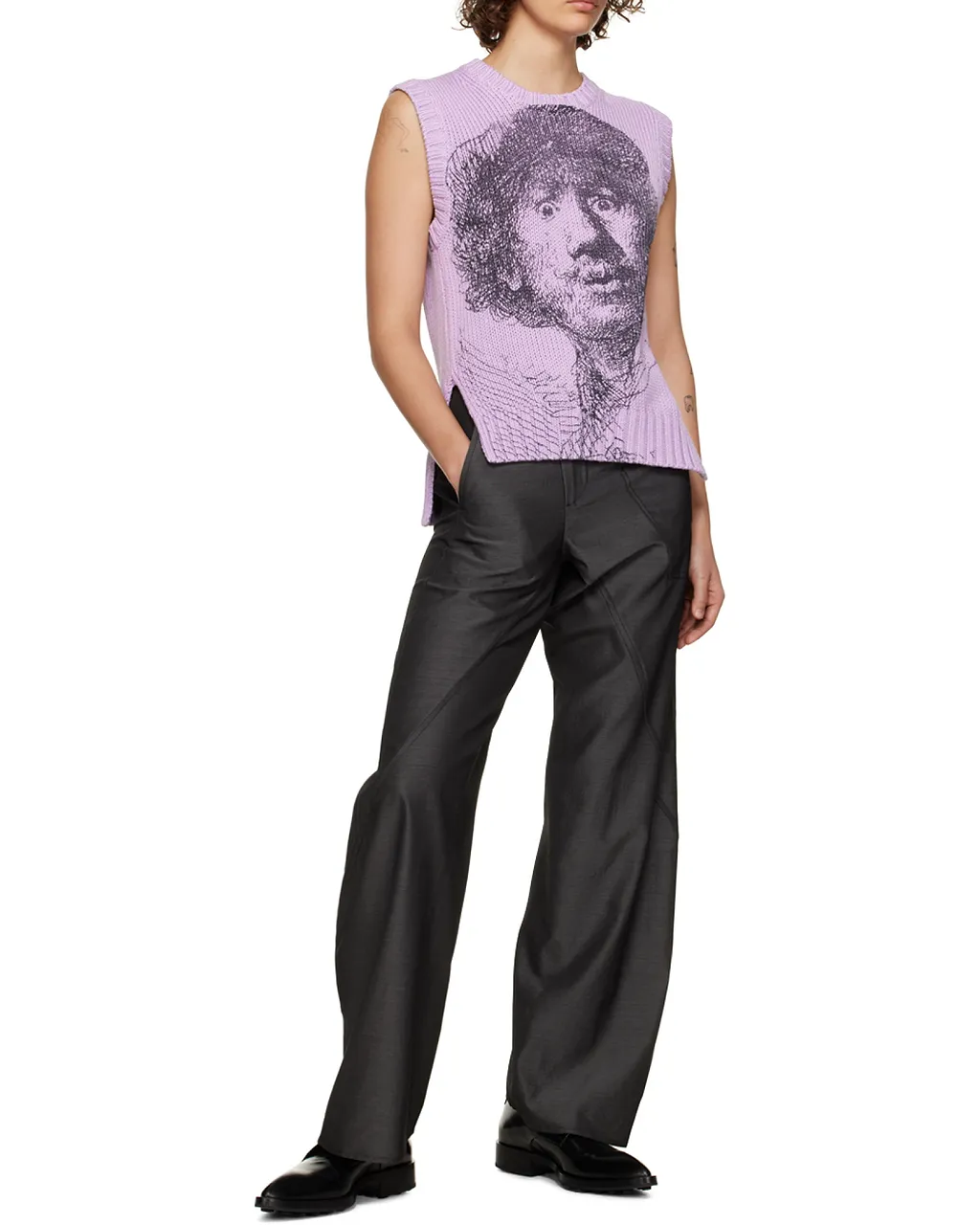 Rembrandt-Print Sleeveless Jumper