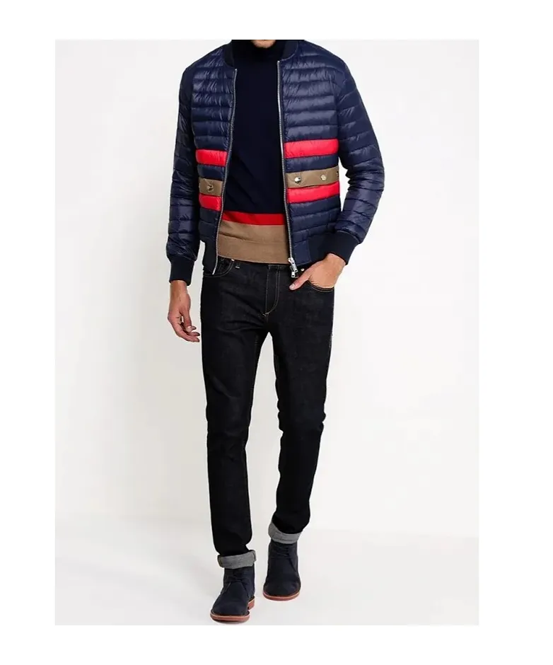 Zippered Long-Sleeved Down Jacket