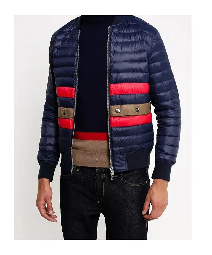 Zippered Long-Sleeved Down Jacket