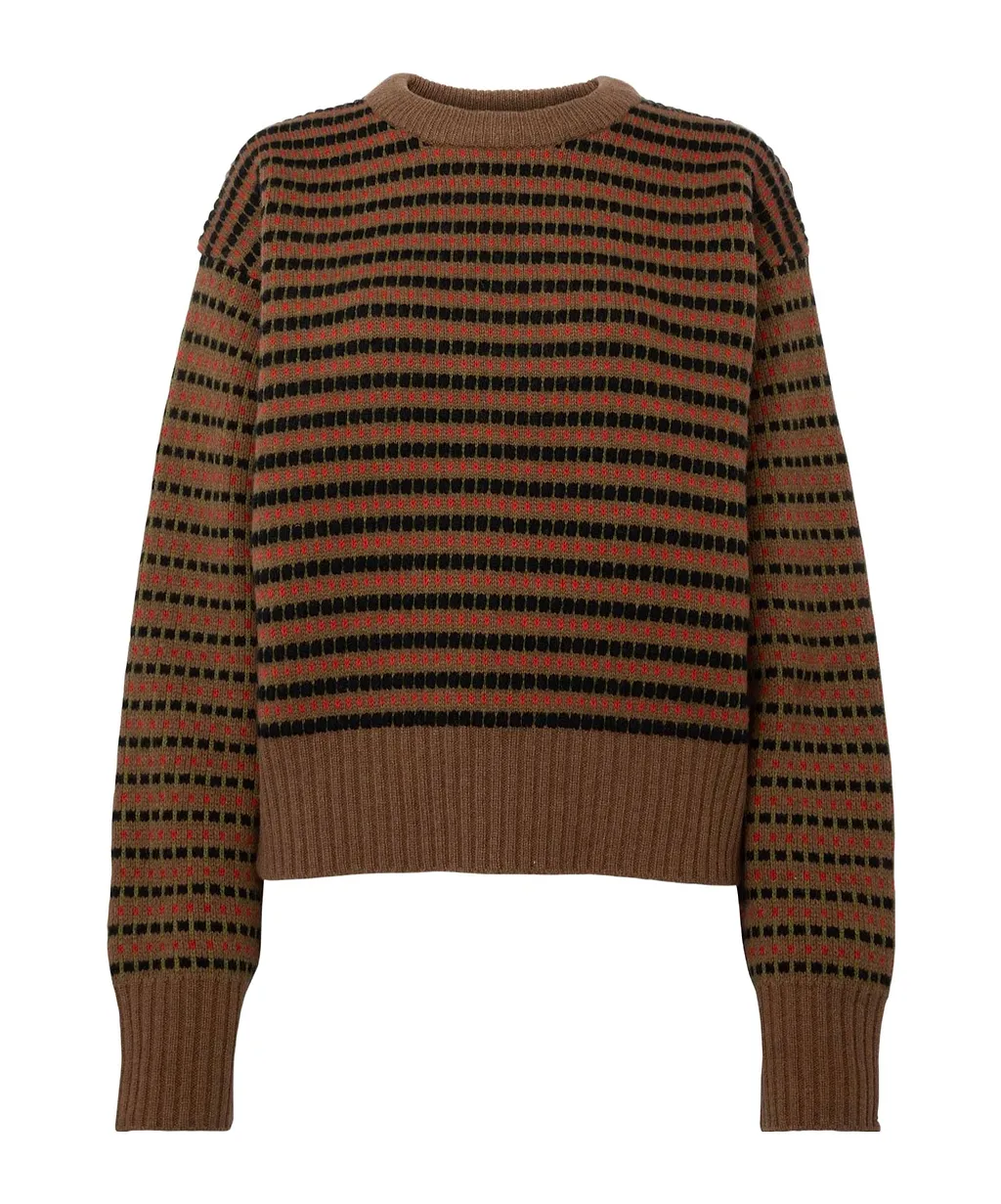 Striped-Jacquard Wool Sweater