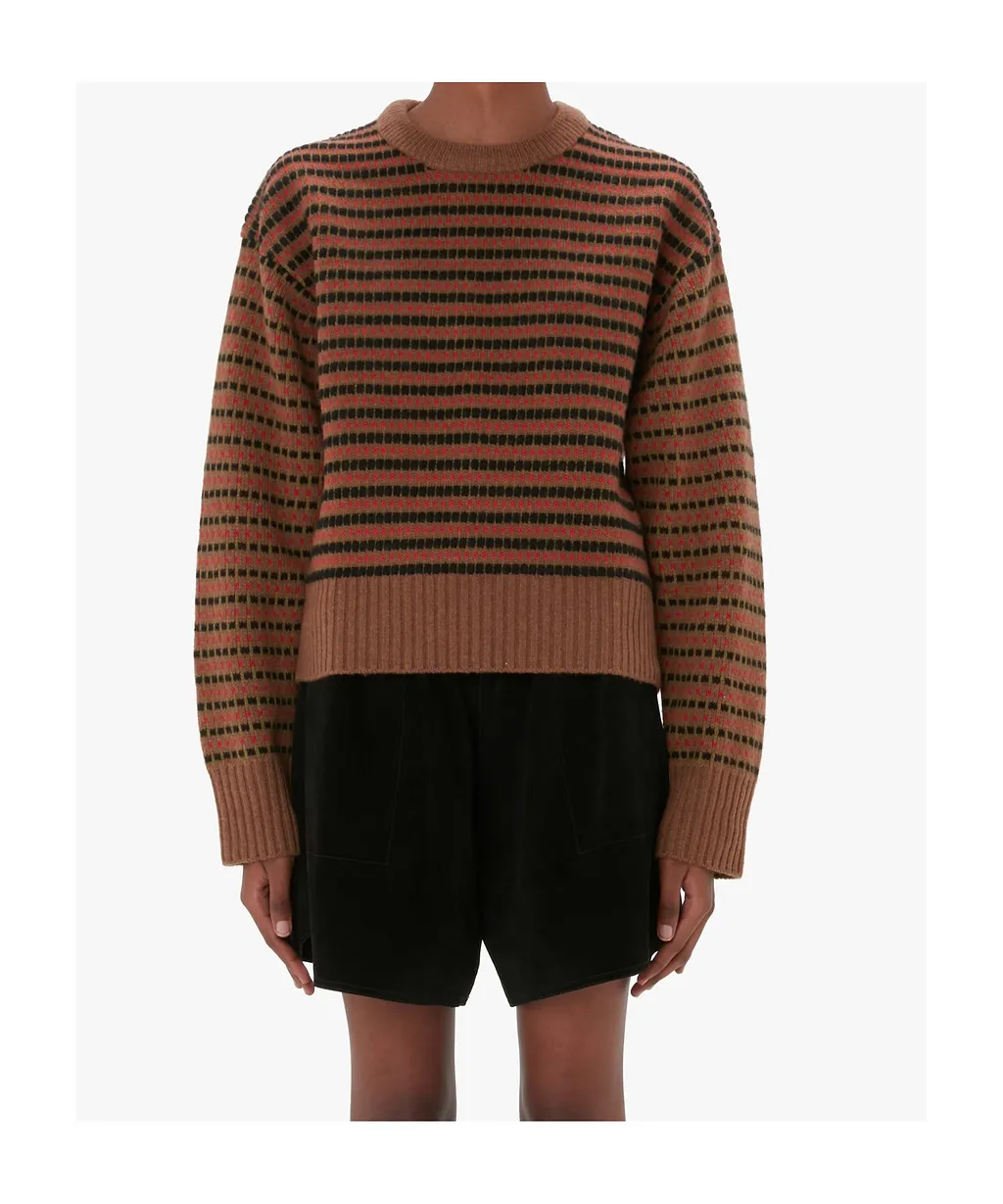 Striped-Jacquard Wool Sweater
