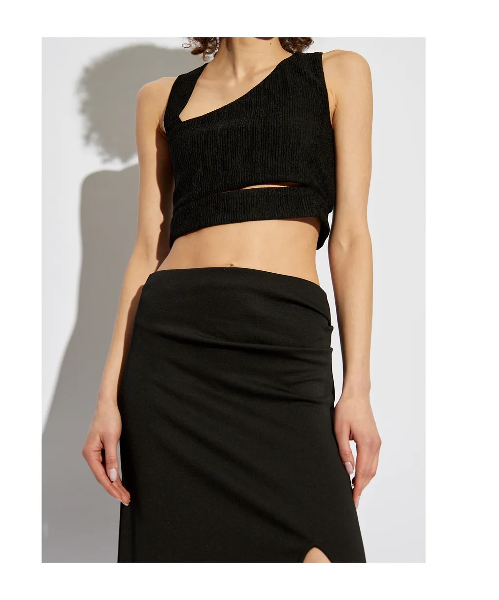 Asymmetrical Neckline Vest