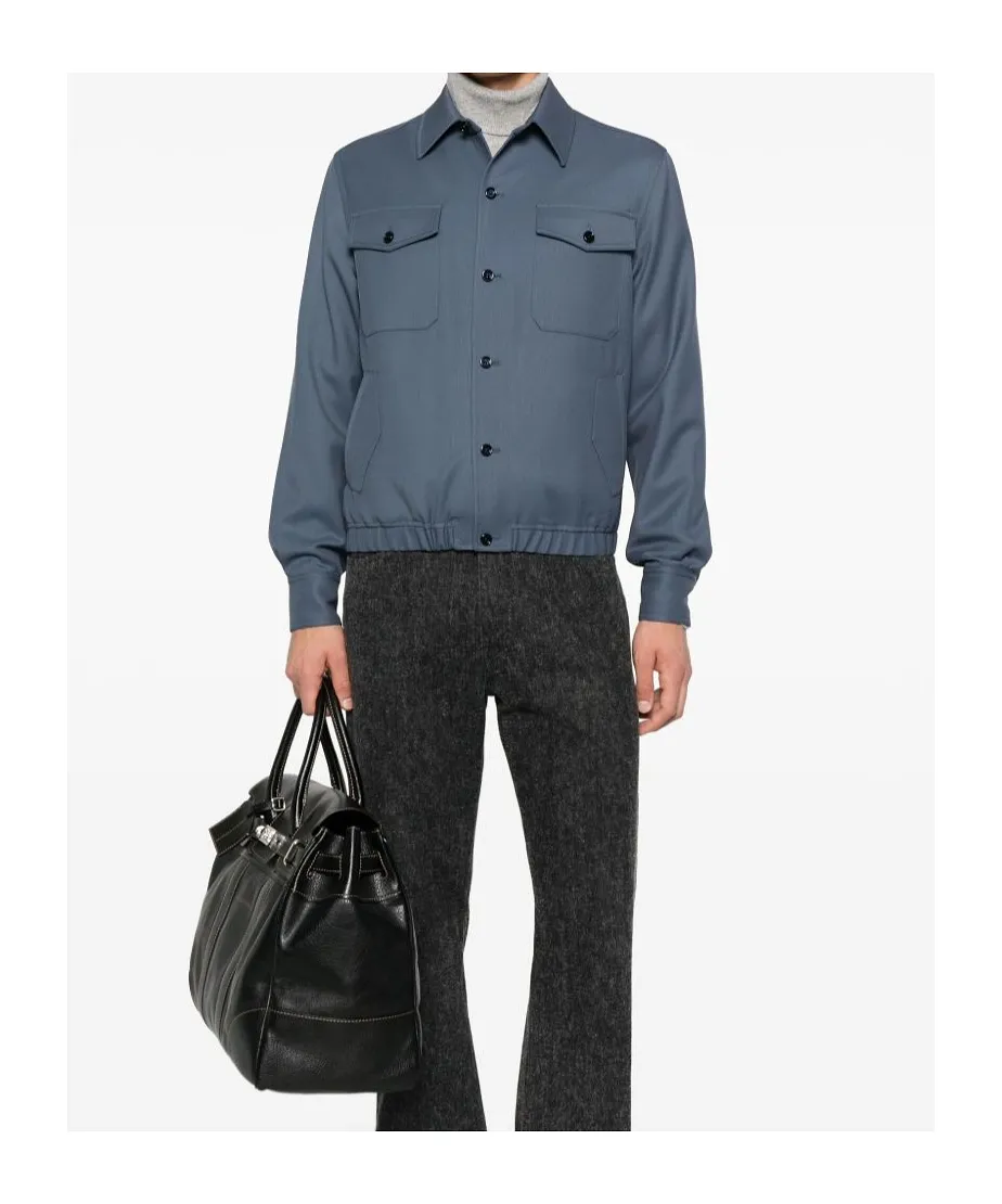 Button-Fastening Flap-Pocket Jacket