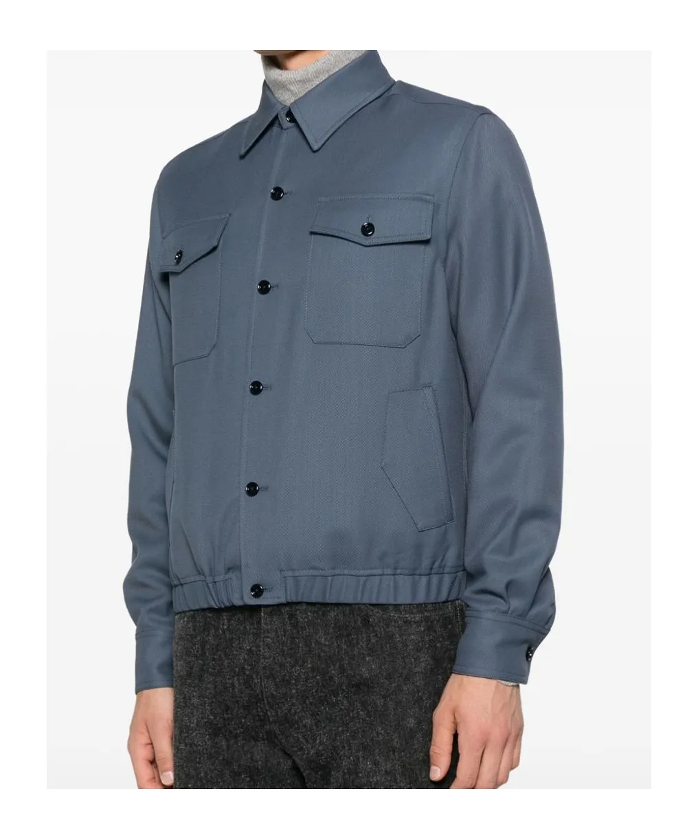 Button-Fastening Flap-Pocket Jacket