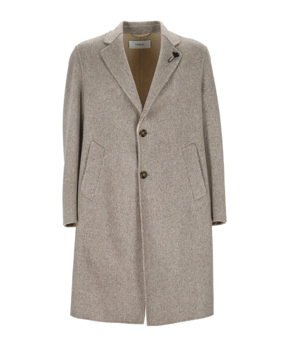 Lardini Herringbone Logo Plaque Coat