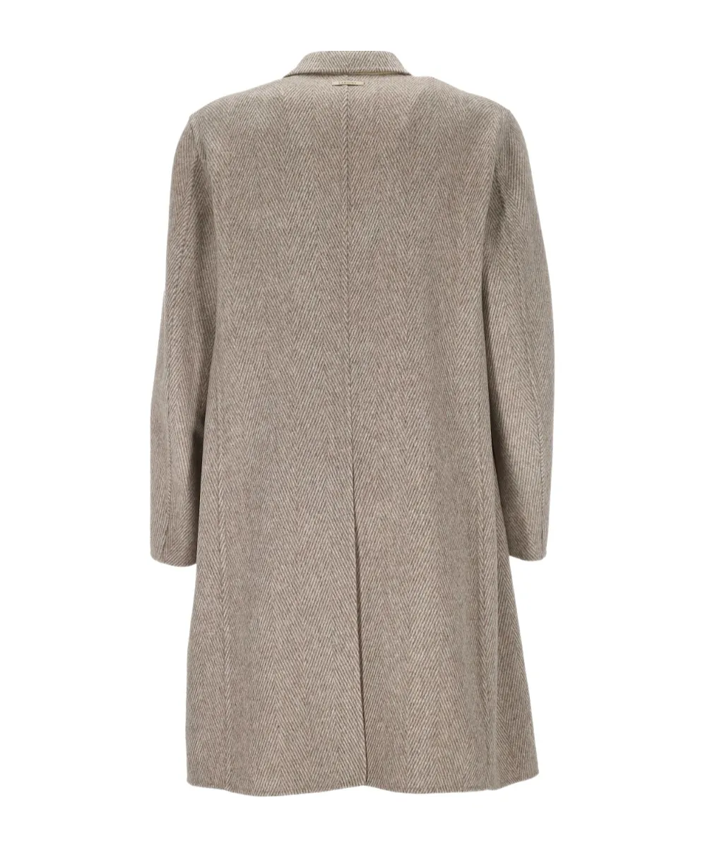 Lardini Herringbone Logo Plaque Coat