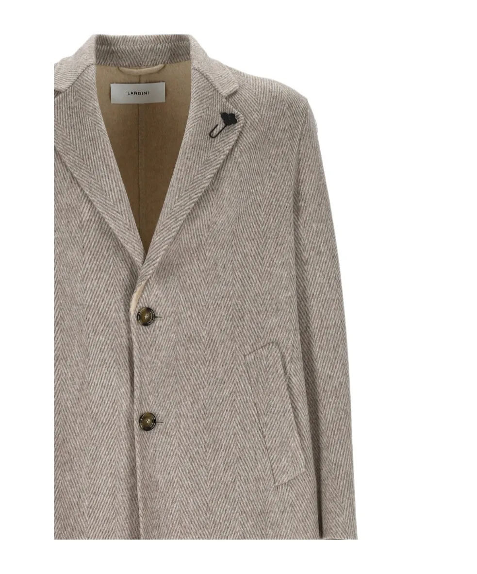Lardini Herringbone Logo Plaque Coat