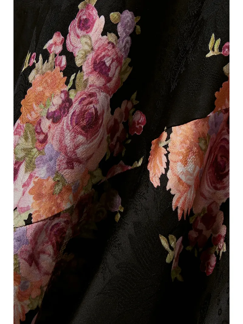 Azalea Floral-Print Satin-Jacquard Maxi Dress