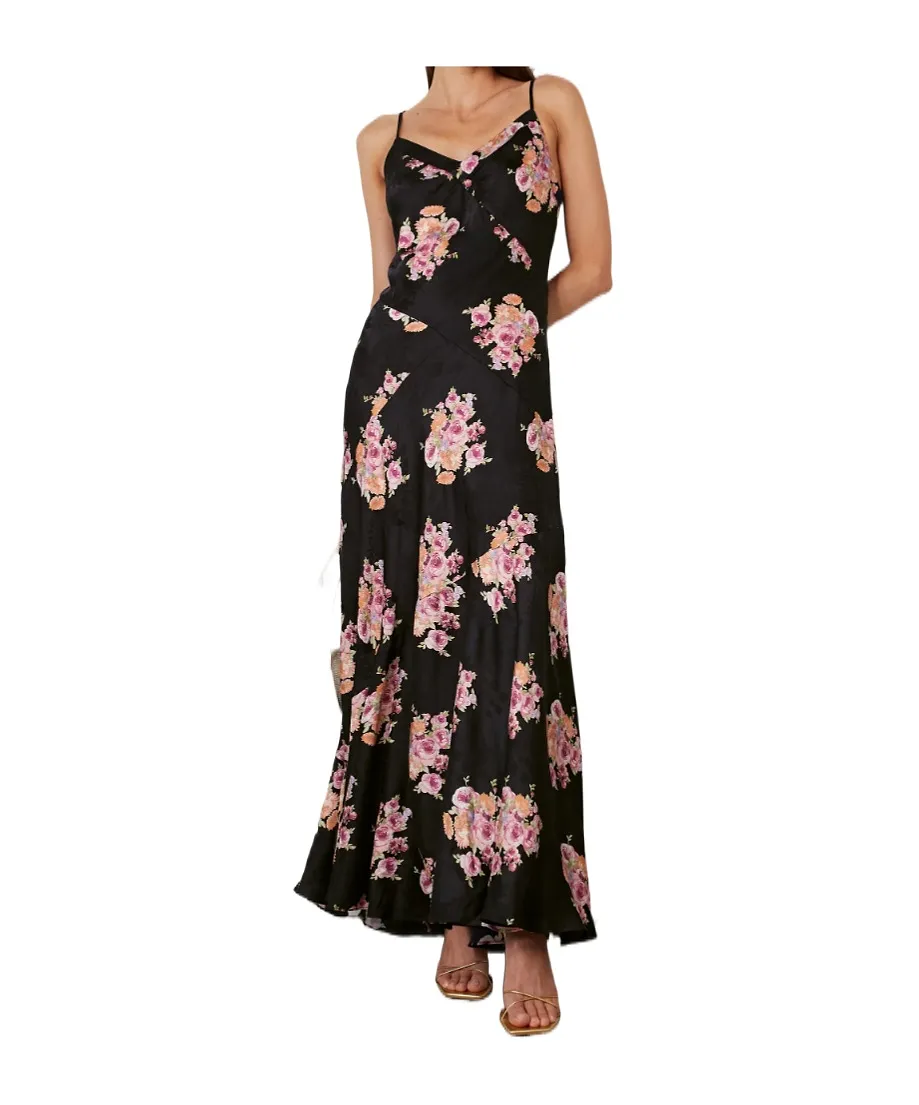 Azalea Floral-Print Satin-Jacquard Maxi Dress