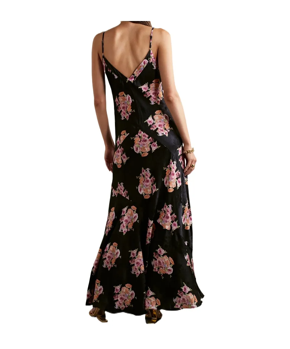 Azalea Floral-Print Satin-Jacquard Maxi Dress