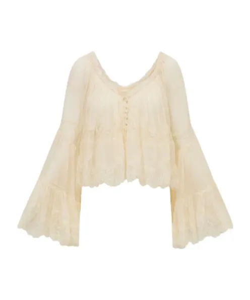 Loveshackfancy Darline Lace Peplum Top