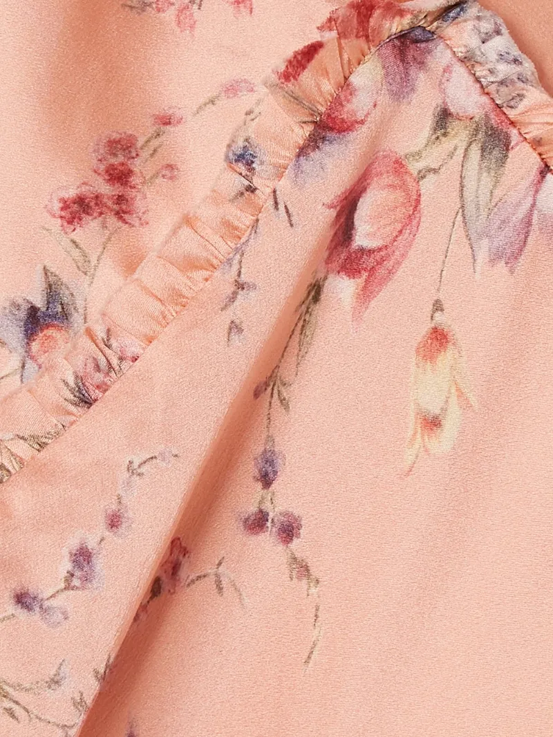 Kendall Ruffled Floral-Print Silk-Satin Maxi Dress