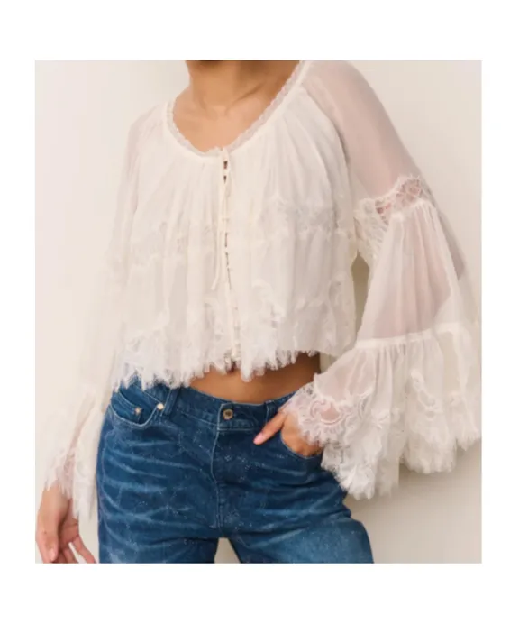 Loveshackfancy Darline Lace Peplum Top