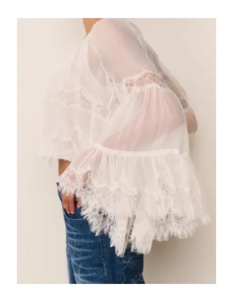 Loveshackfancy Darline Lace Peplum Top