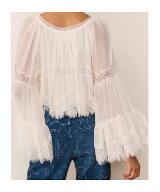 Loveshackfancy Darline Lace Peplum Top
