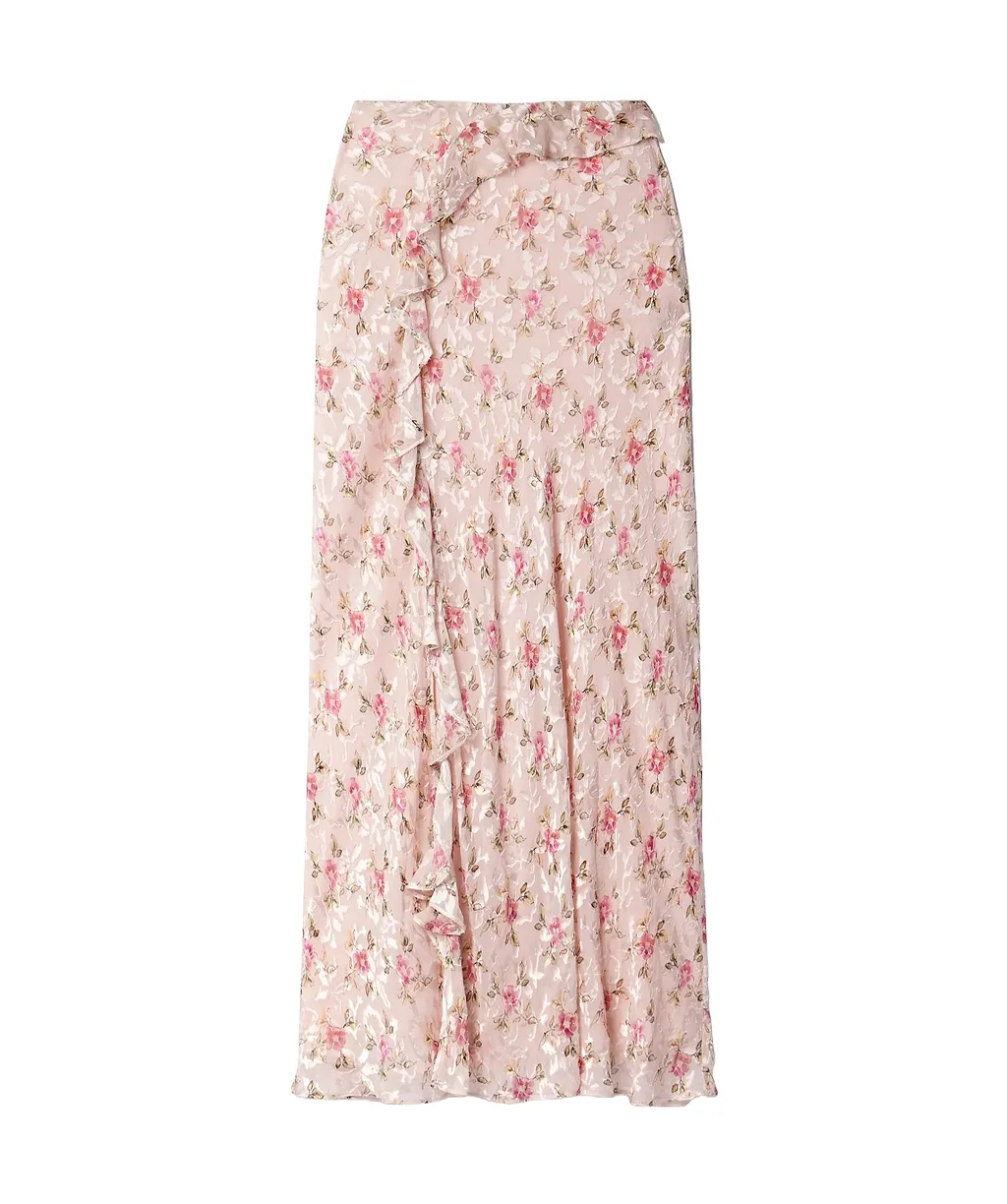 Sumi Floral-Print Fil Coupé Chiffon Maxi Skirt