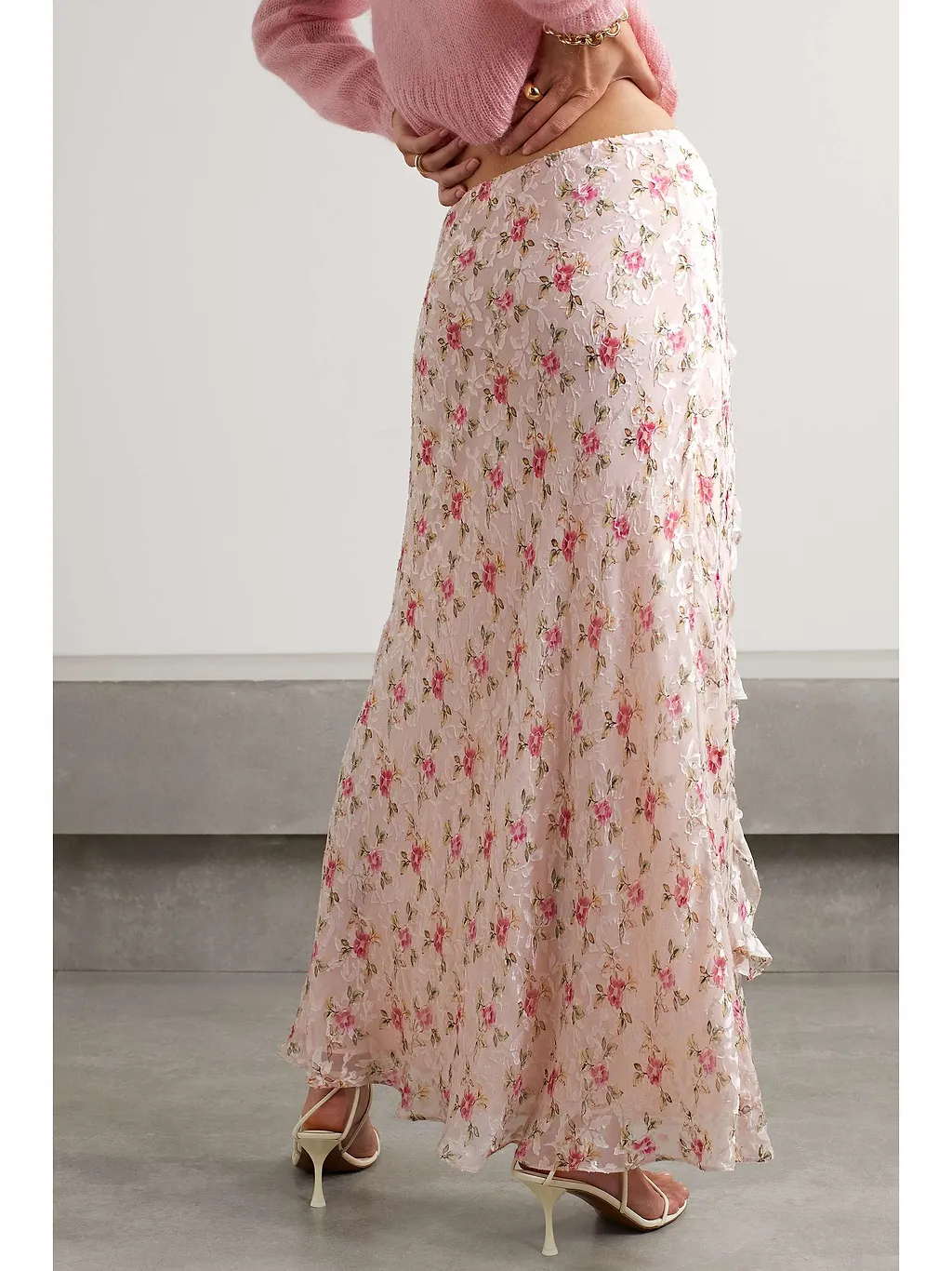 Sumi Floral-Print Fil Coupé Chiffon Maxi Skirt