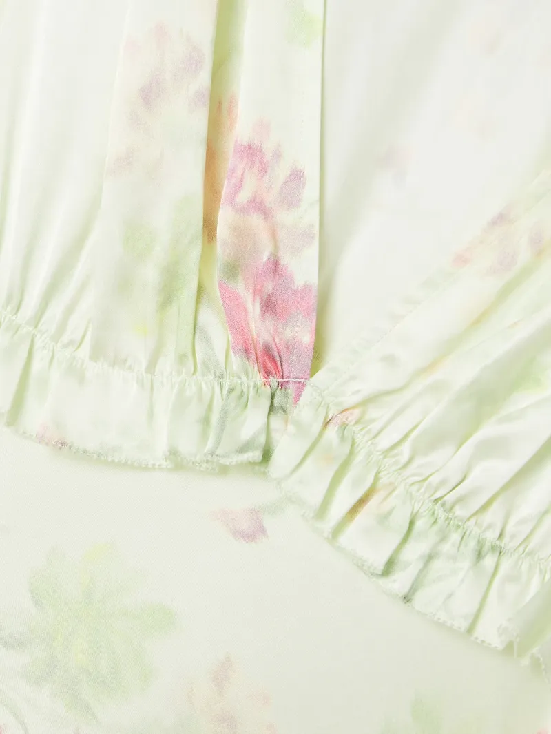 Suniva Ruffled Floral-Print Silk-Charmeuse Maxi Dress