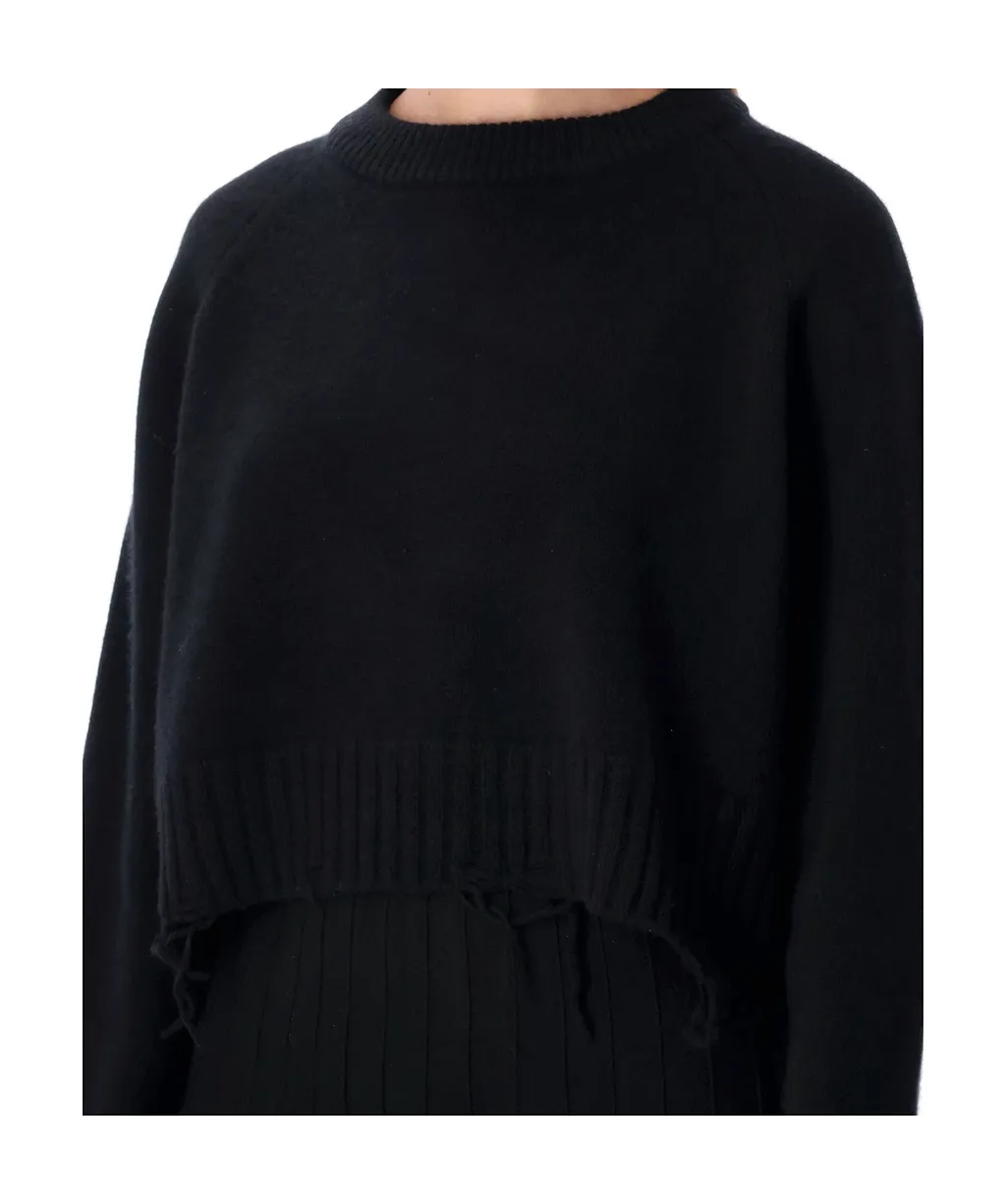 Low Classic Damaged Cropped Knitted Sweater