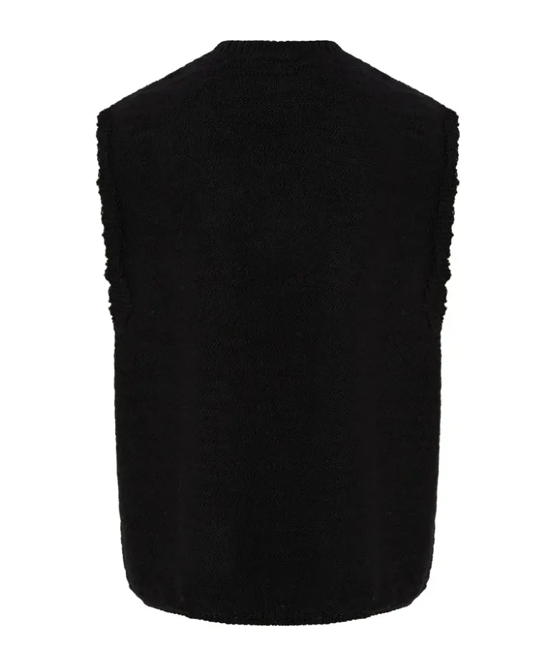Oversized Round Neck Wool Knit Vest
