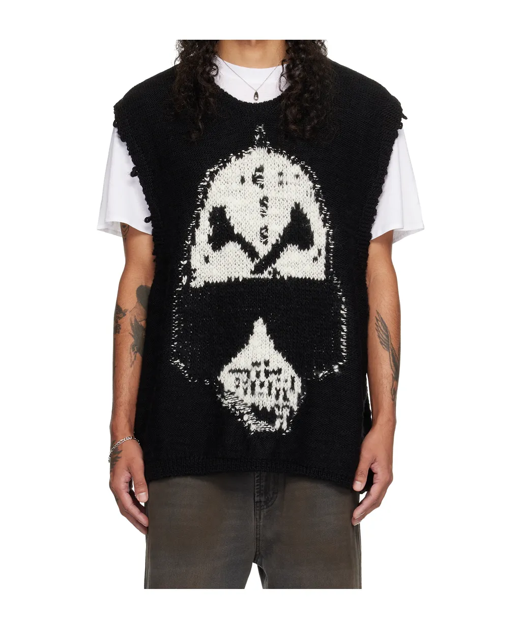 Oversized Round Neck Wool Knit Vest