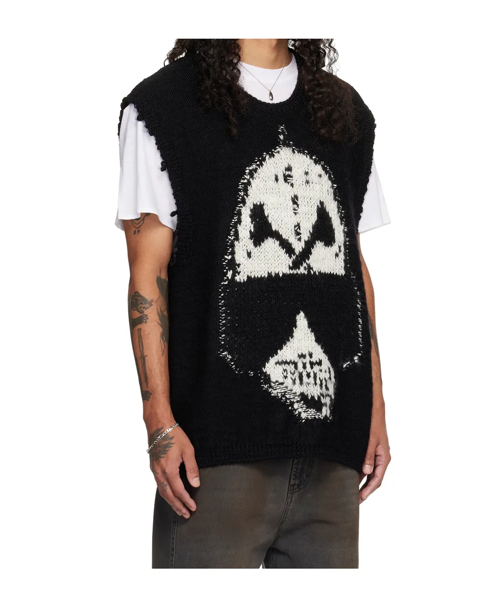 Oversized Round Neck Wool Knit Vest