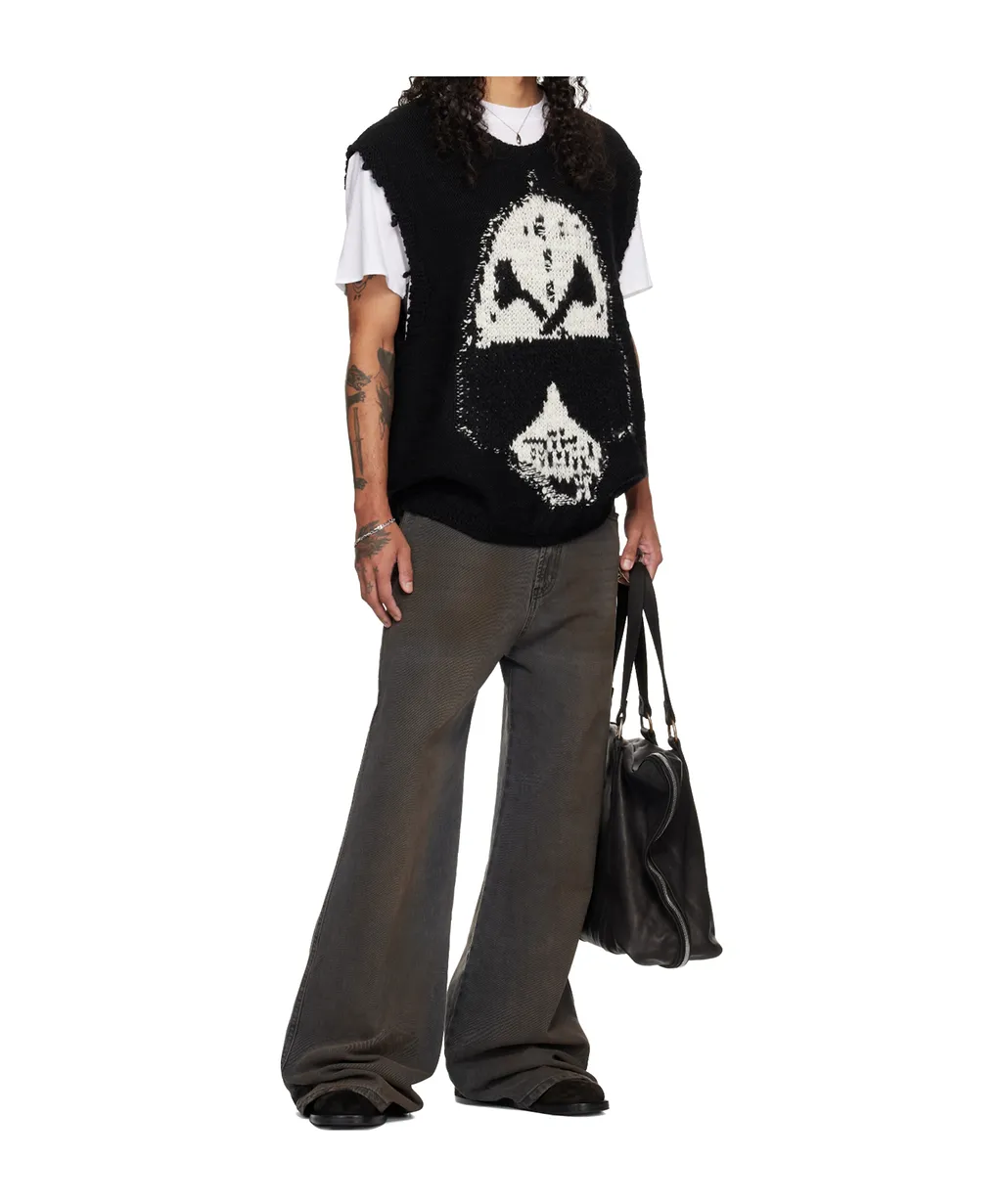 Oversized Round Neck Wool Knit Vest