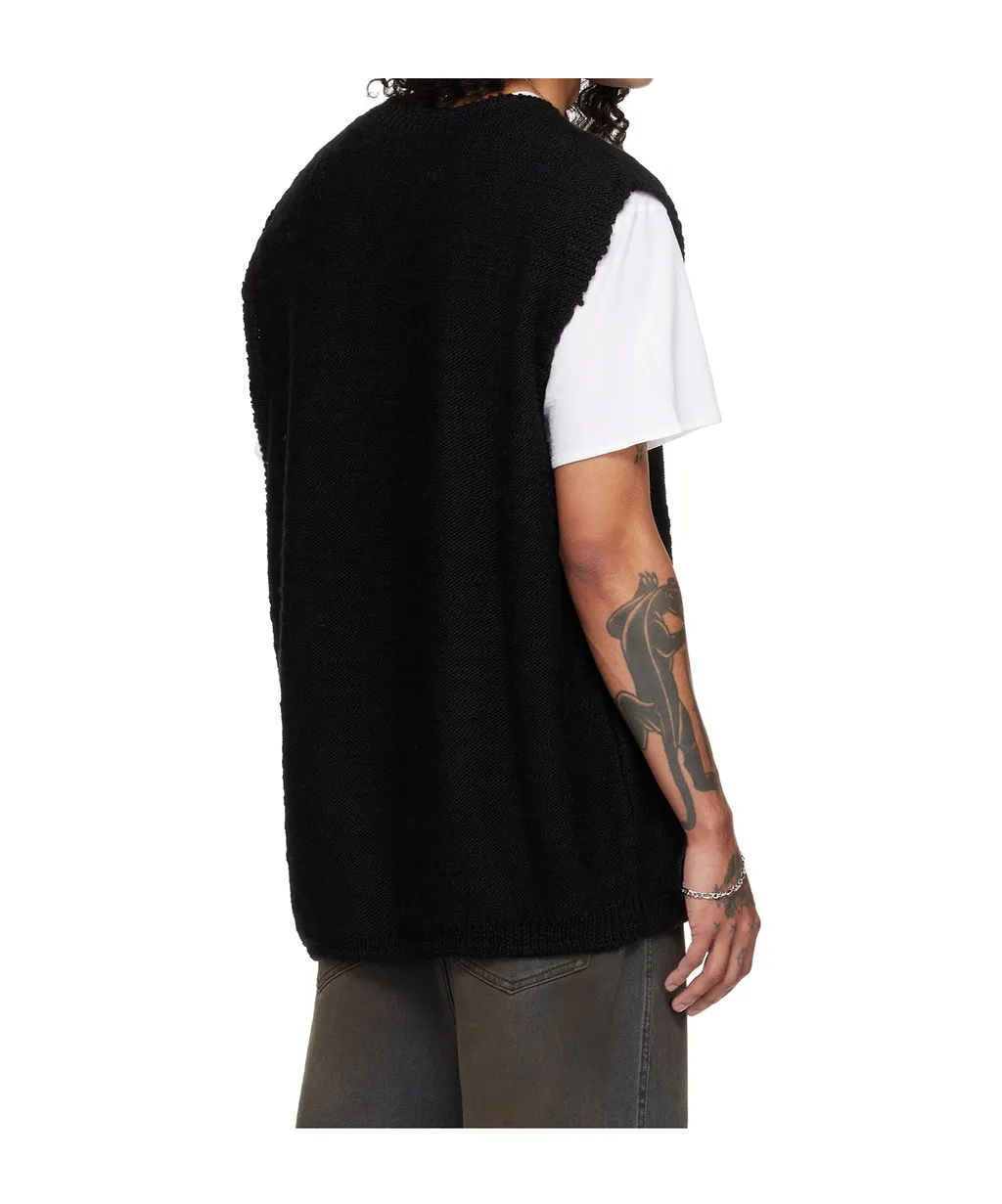 Oversized Round Neck Wool Knit Vest
