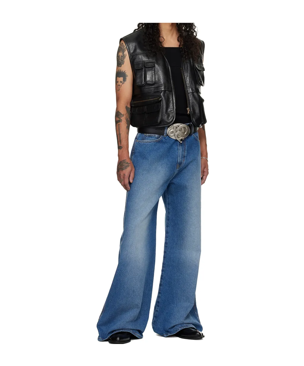 V-Neck Faux Leather Work Vest