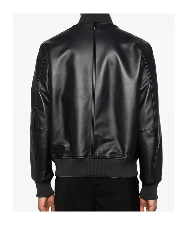Long-Sleeved Leather Jacket