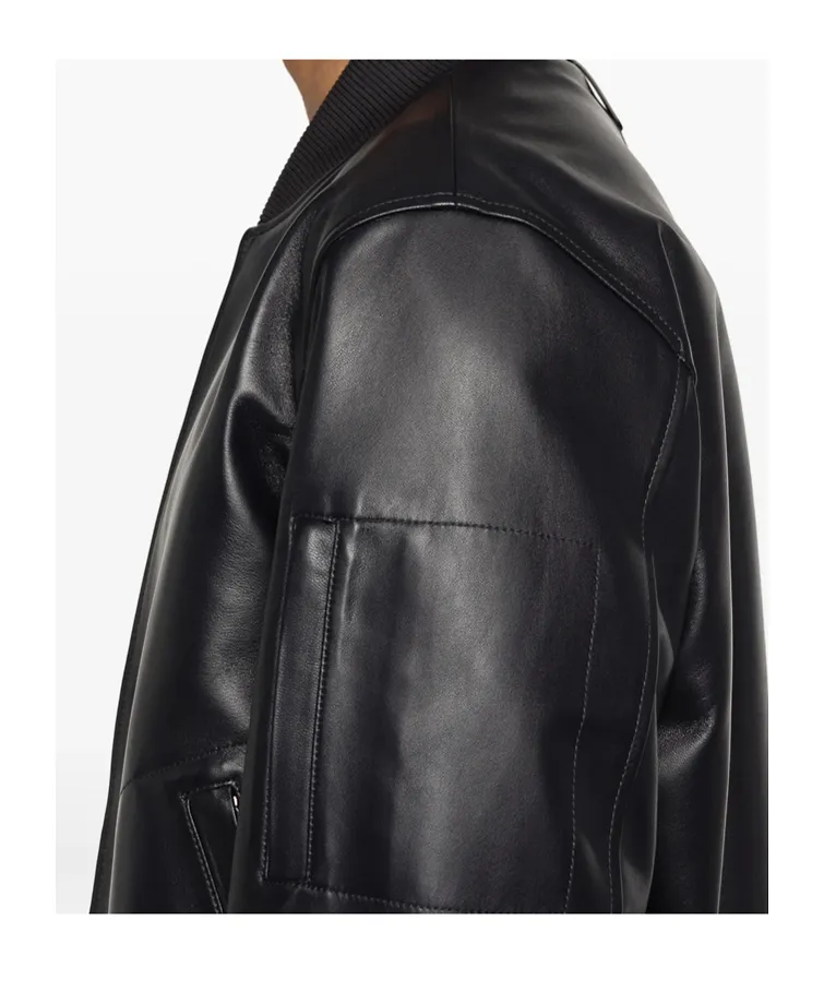 Long-Sleeved Leather Jacket