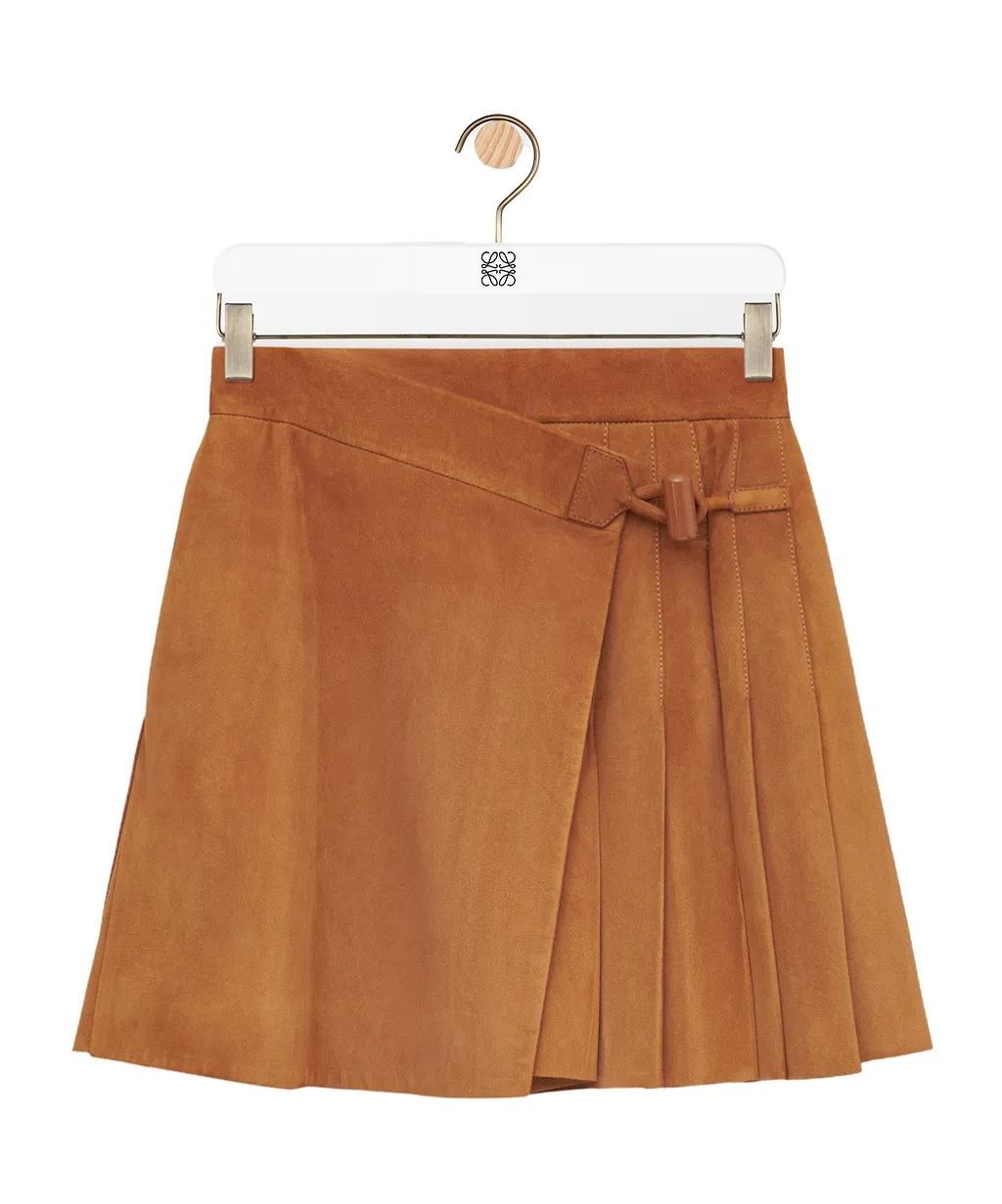 Buckle Pleated Short Skirt