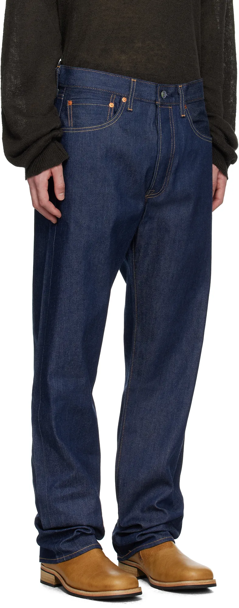 Denim Trousers With Belt Loops