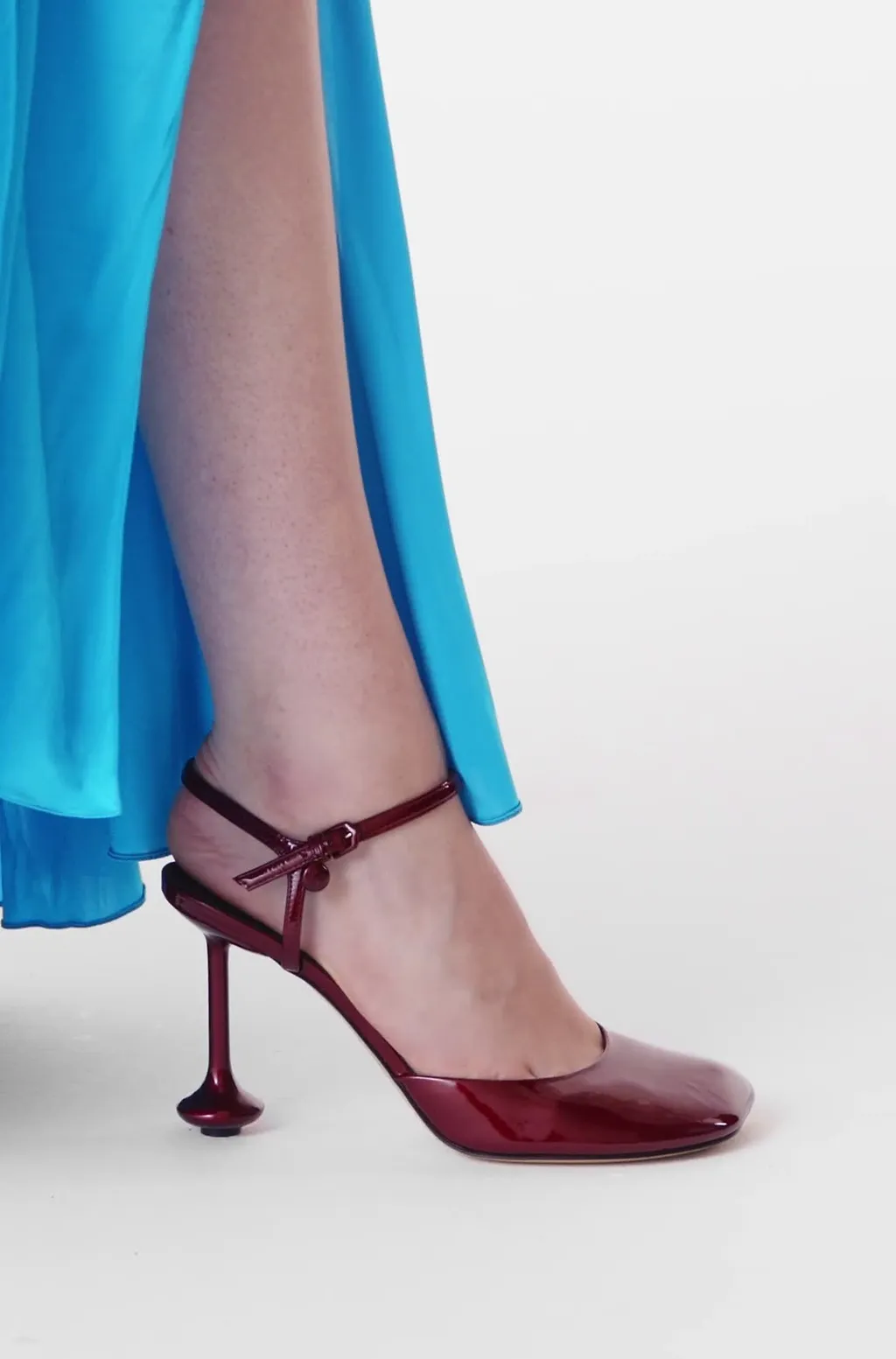 Toy Ankle Strap Pump In Soft Patent Lambskin