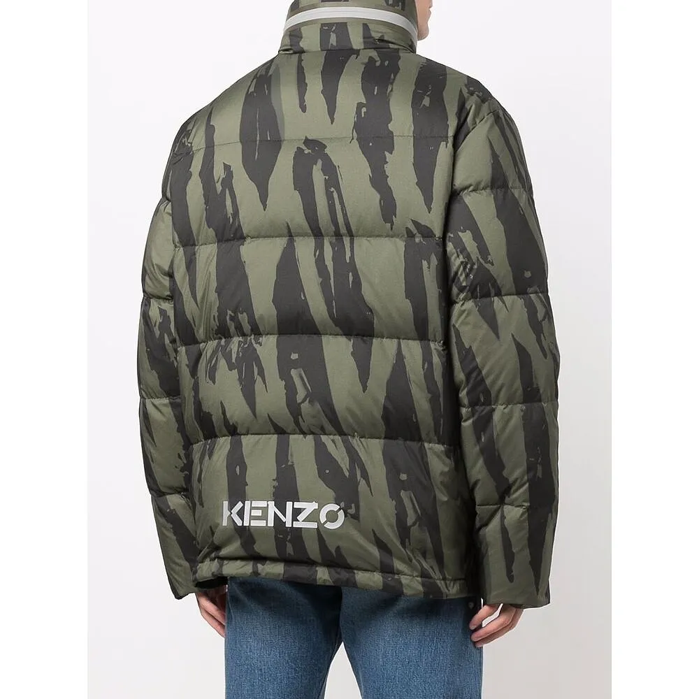 Pleat Camo-Print Puffer Jacket