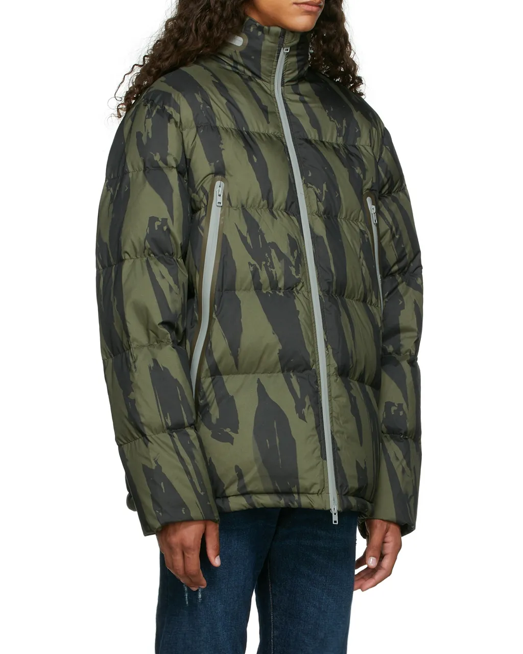 Pleat Camo-Print Puffer Jacket