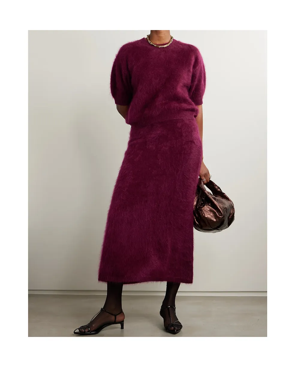 Asta Brushed-Cashmere Midi Skirt