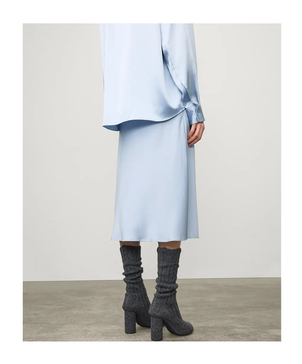 Elastic Waist Midi Skirt