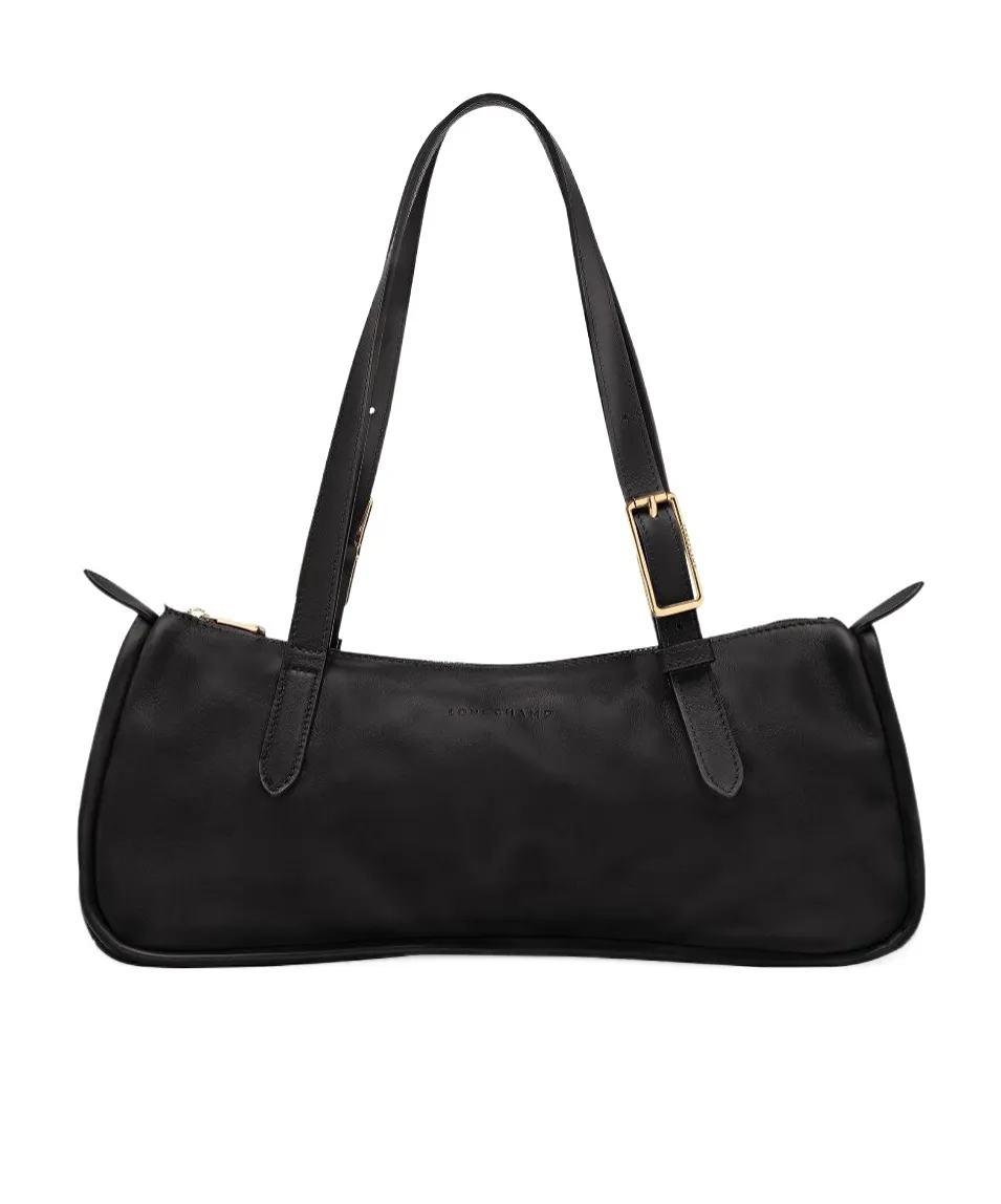 Longchamp Looong Logo Debossed Zip-Up Shoulder Bag