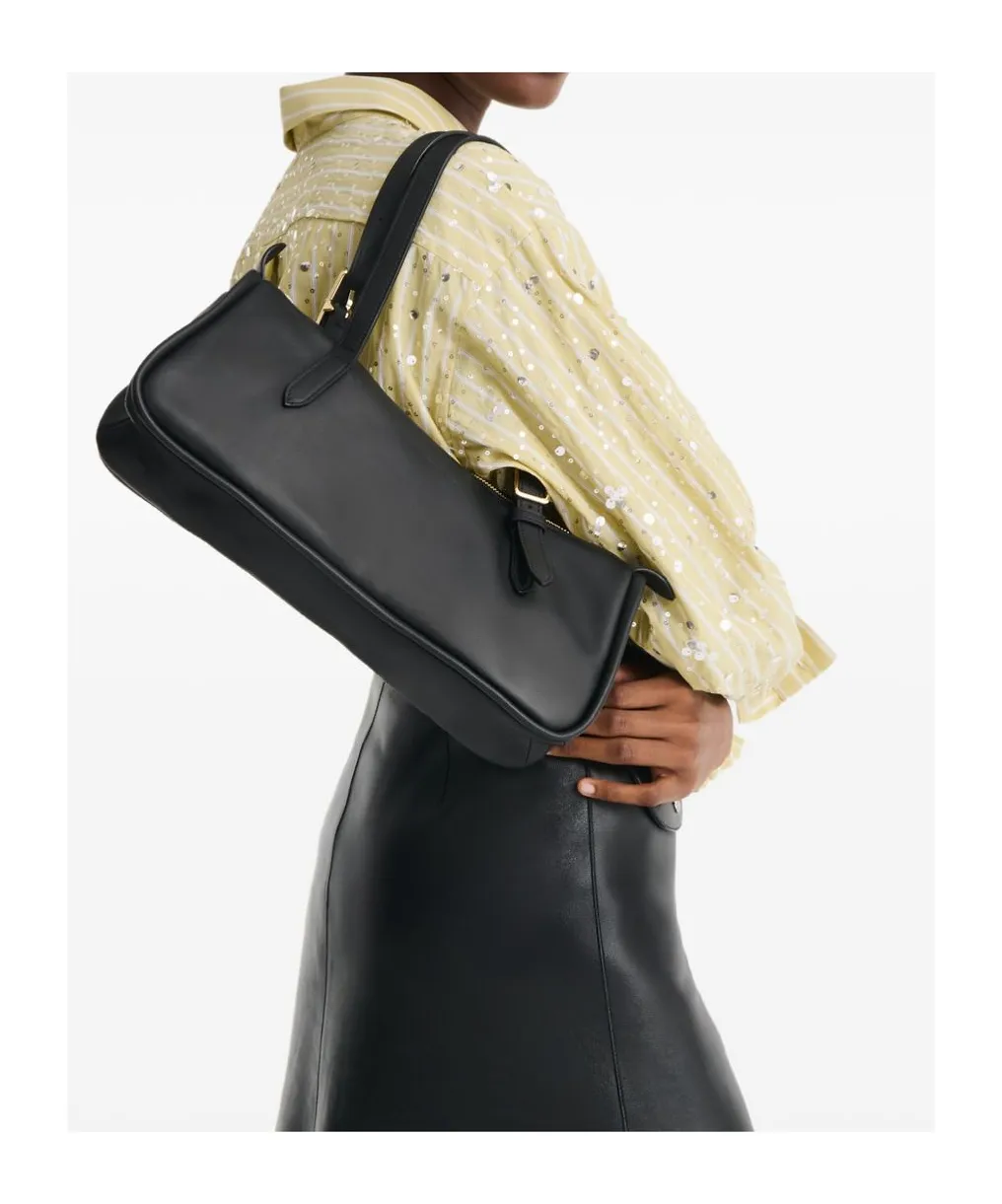 Longchamp Looong Logo Debossed Zip-Up Shoulder Bag