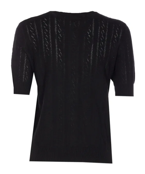 Lisa Yang Nika Pointelle Short-Sleeve Sweater