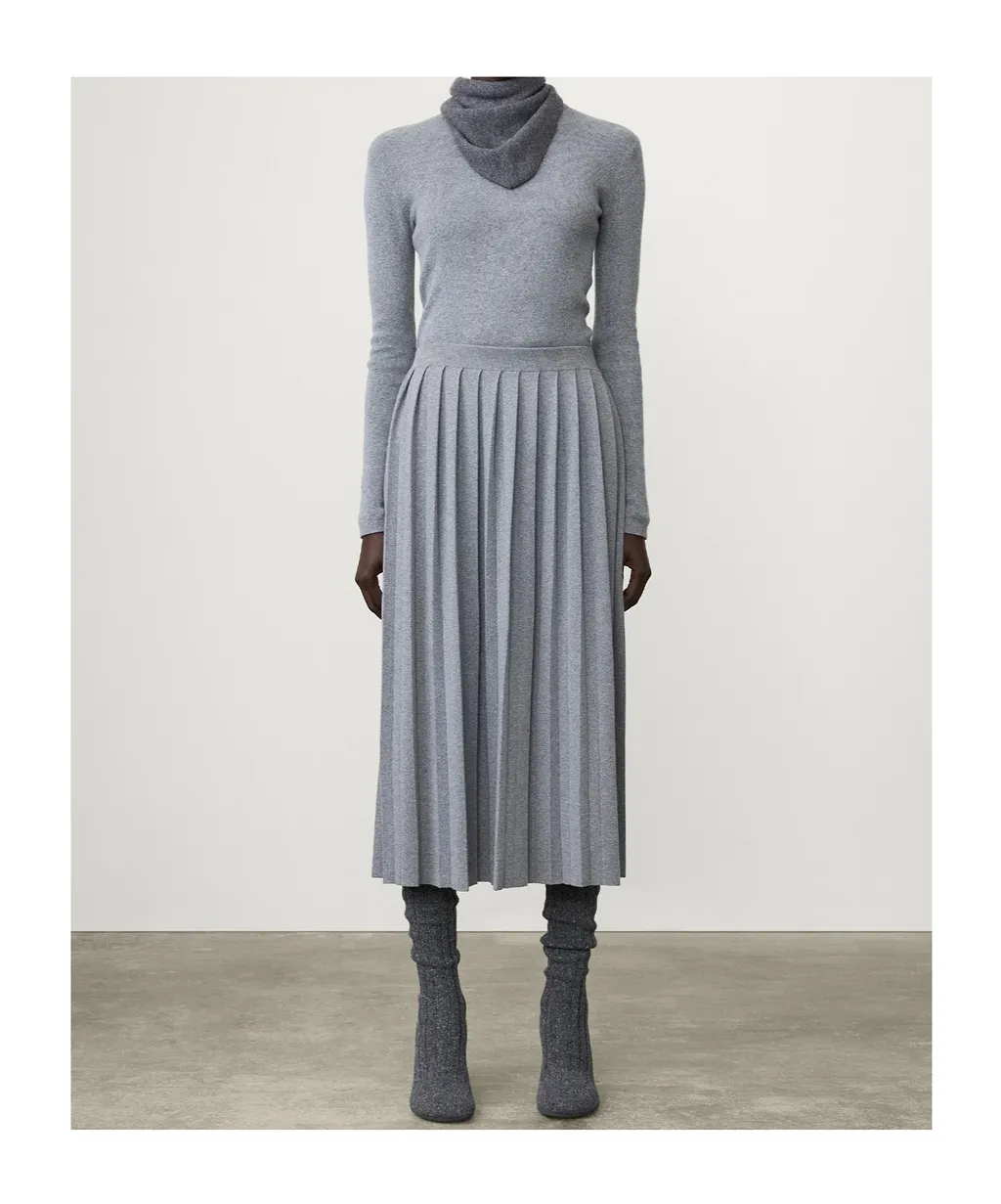 Minda Pleated Cotton And Cashmere-Blend Midi Skirt