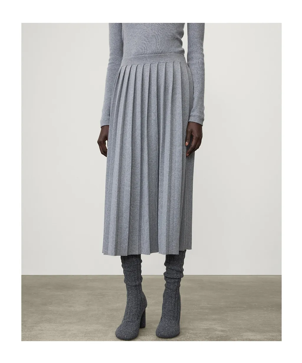 Minda Pleated Cotton And Cashmere-Blend Midi Skirt