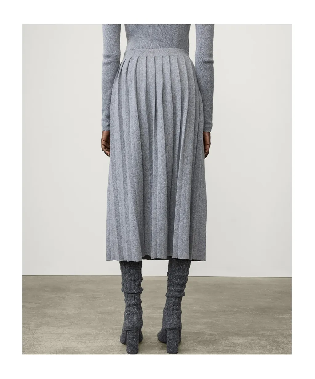 Minda Pleated Cotton And Cashmere-Blend Midi Skirt