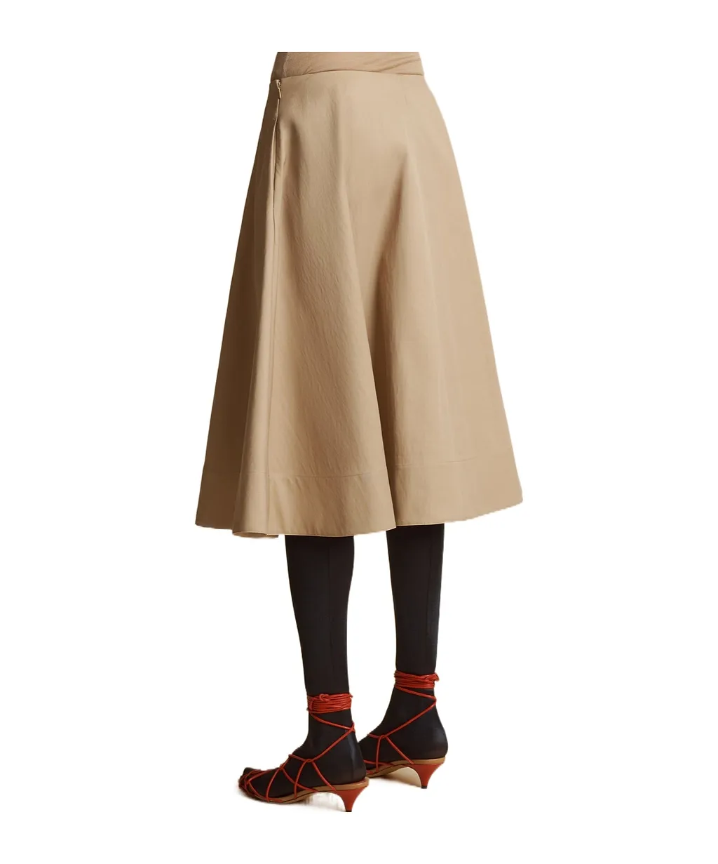 Khaite Renta A-Line Twill Midi Skirt