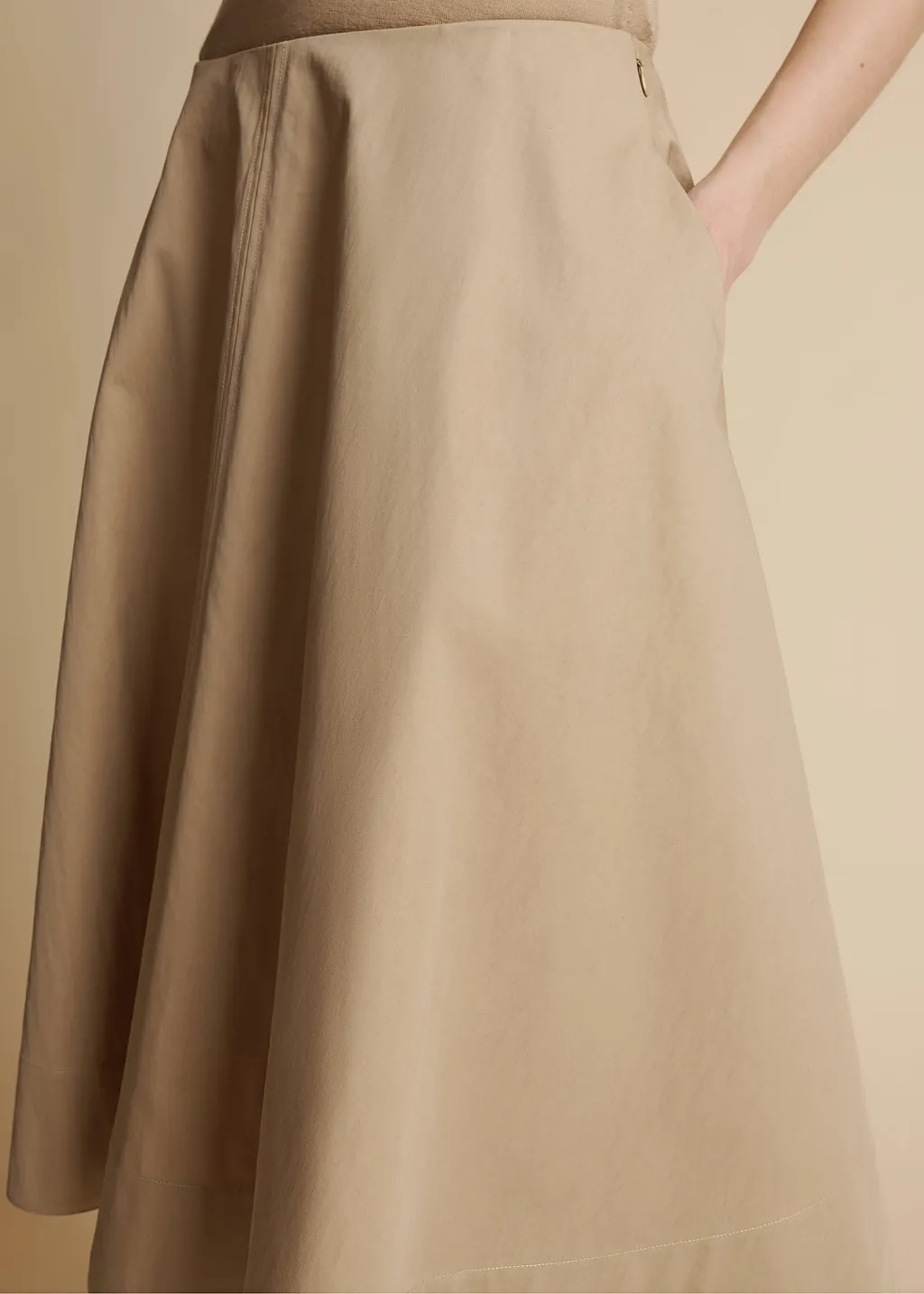Khaite Renta A-Line Twill Midi Skirt