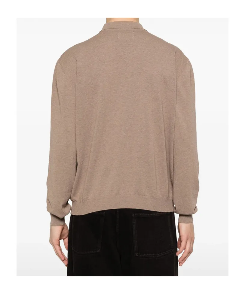 Long-Sleeved Knitted Polo Shirt