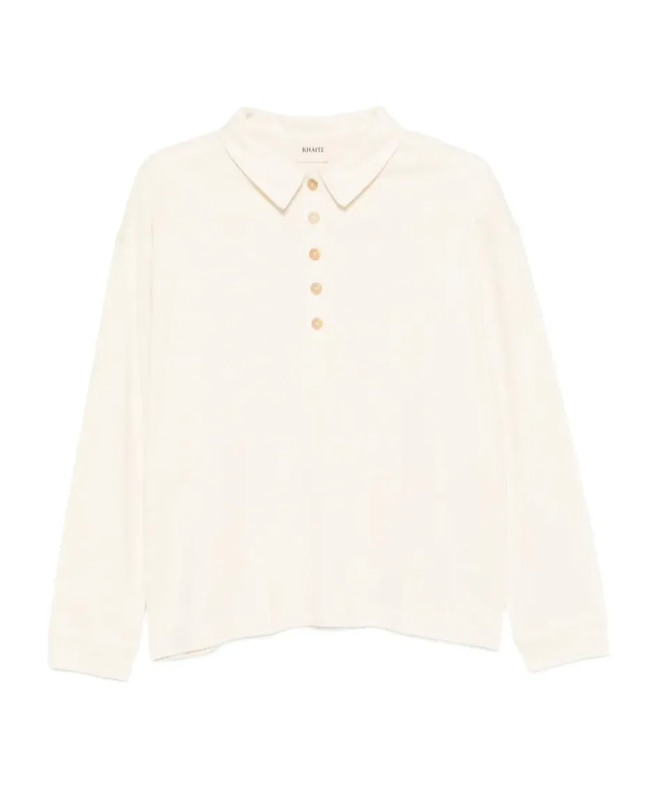 Long-Sleeved Knit Polo Shirt