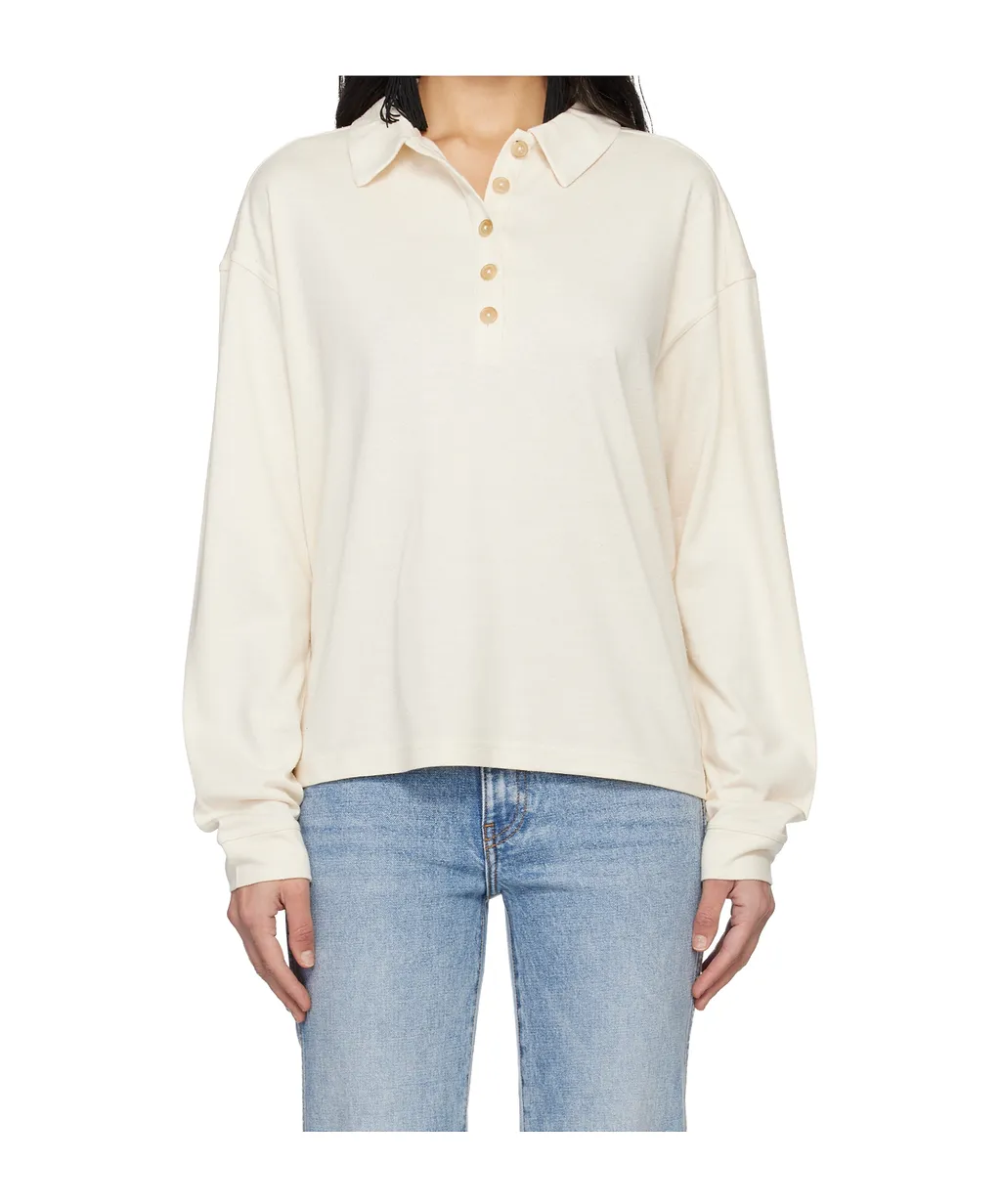 Long-Sleeved Knit Polo Shirt