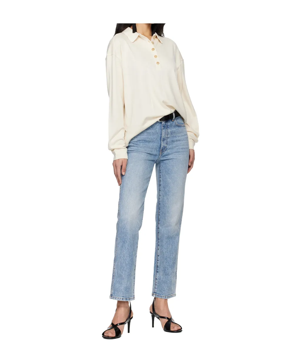 Long-Sleeved Knit Polo Shirt